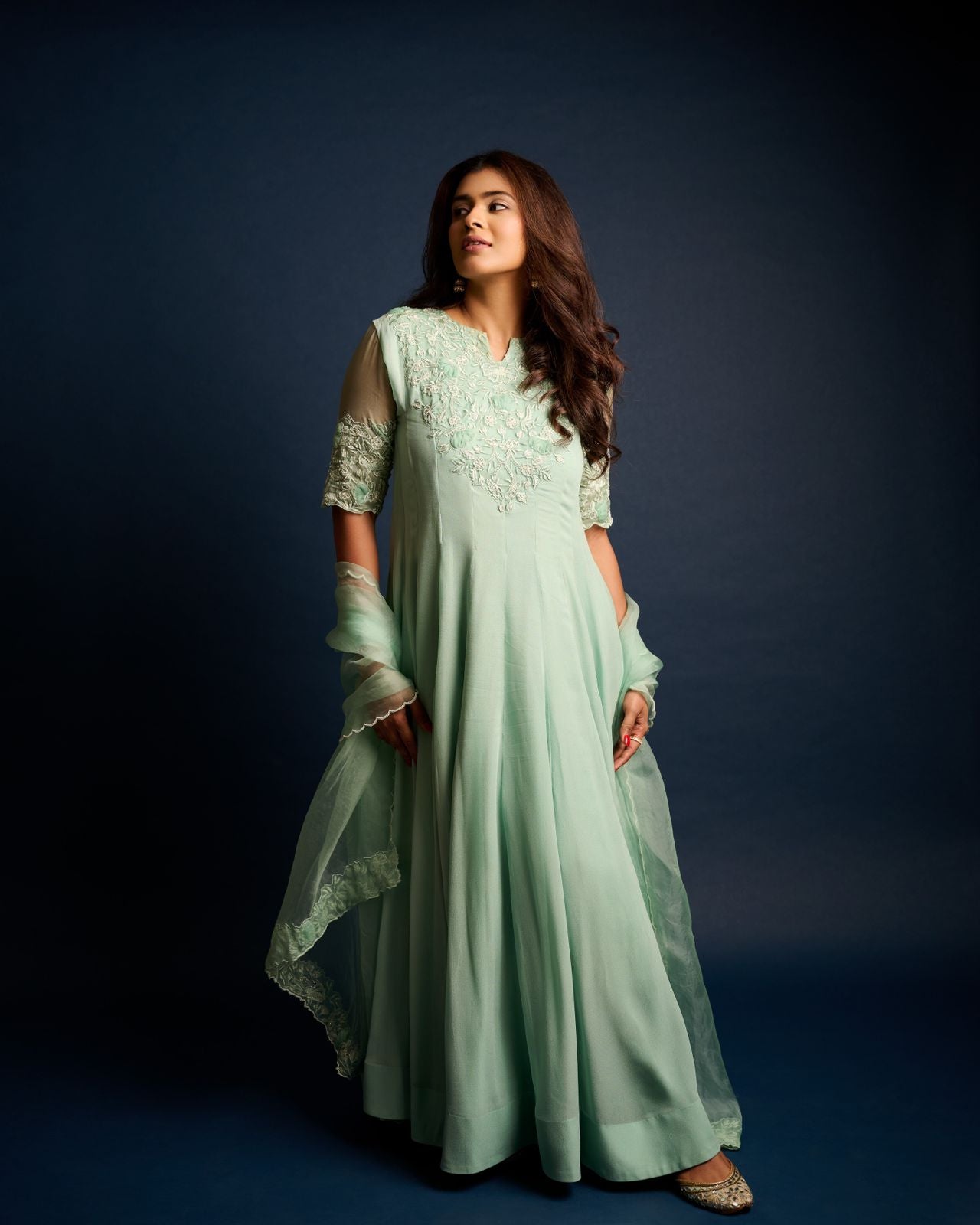 Sage Green Anarkali Set
