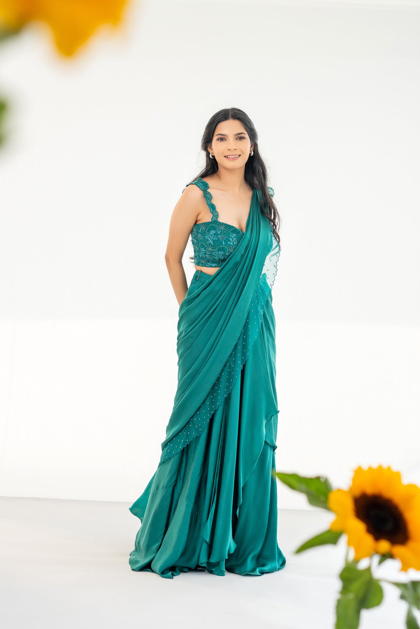 Scarlet Blossom Wrap Saree
