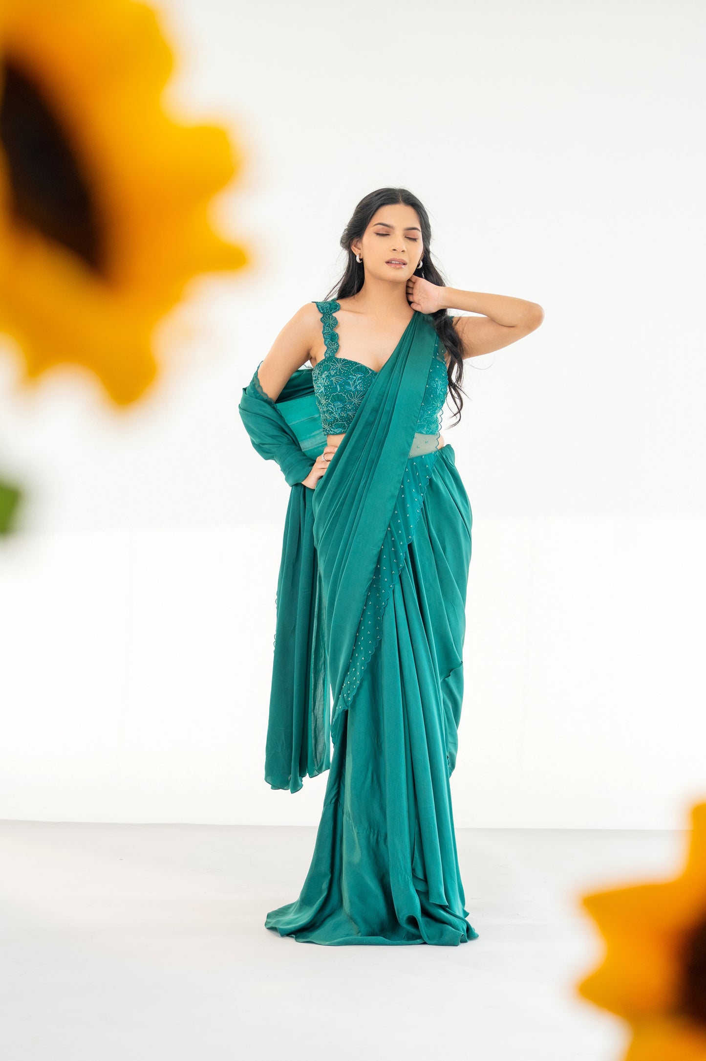 Scarlet Blossom Wrap Saree