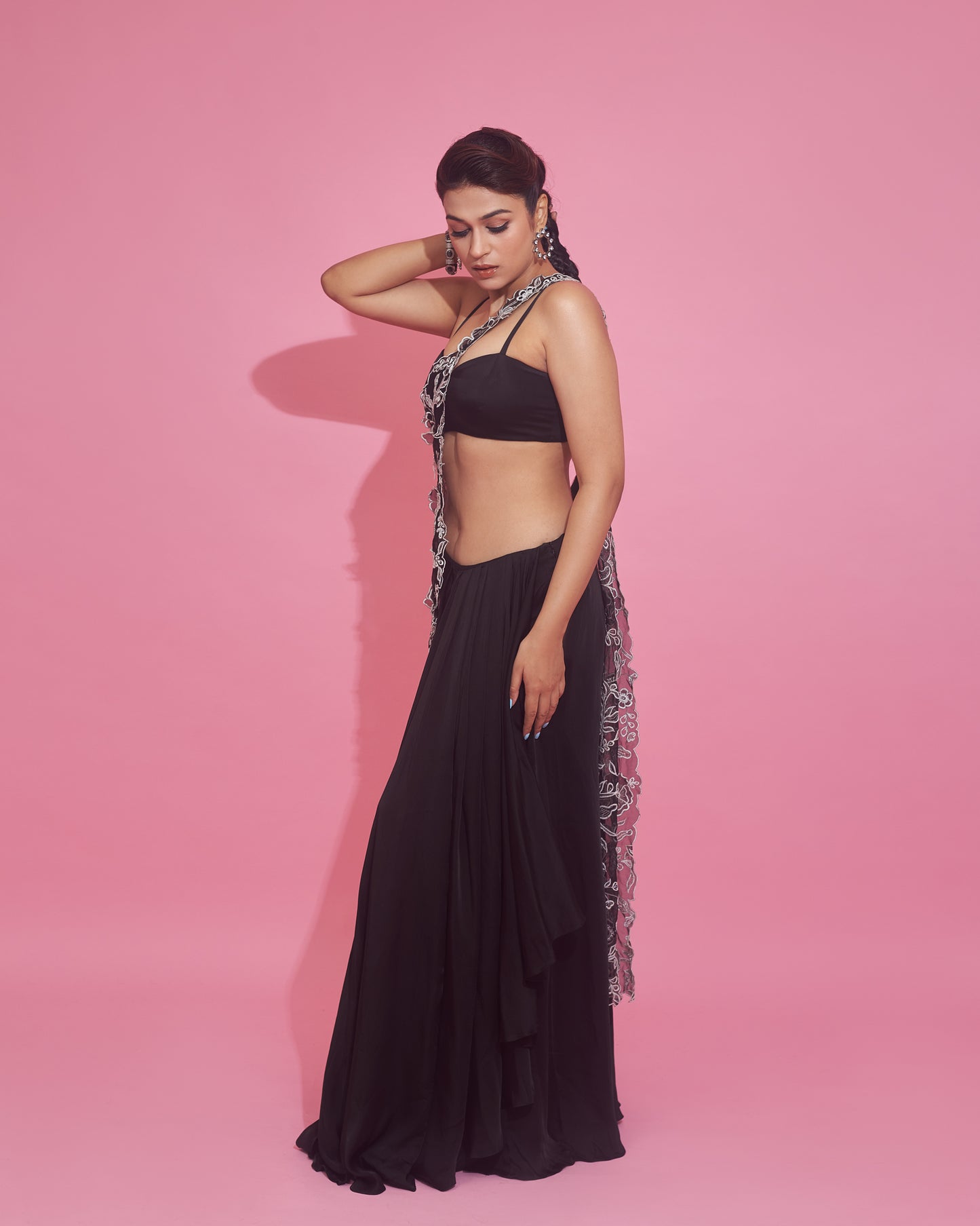 Shraddha Das in the Midnight Bloom Drape Set
