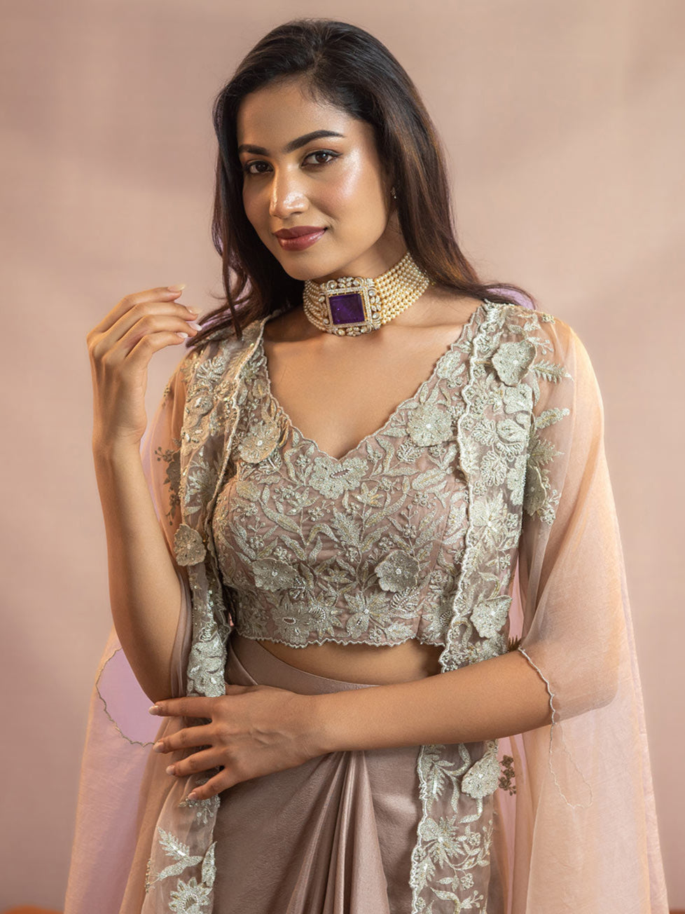 Aaina- Drape Skirt & Cape Set
