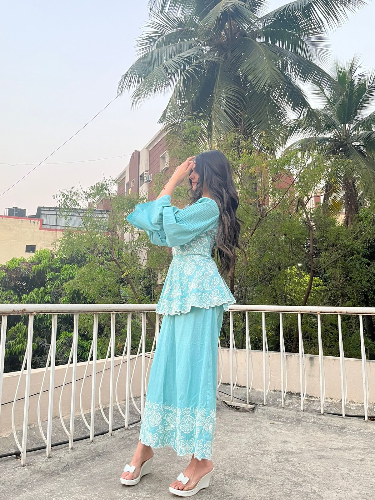 Sky Blue Peplum Co-ord