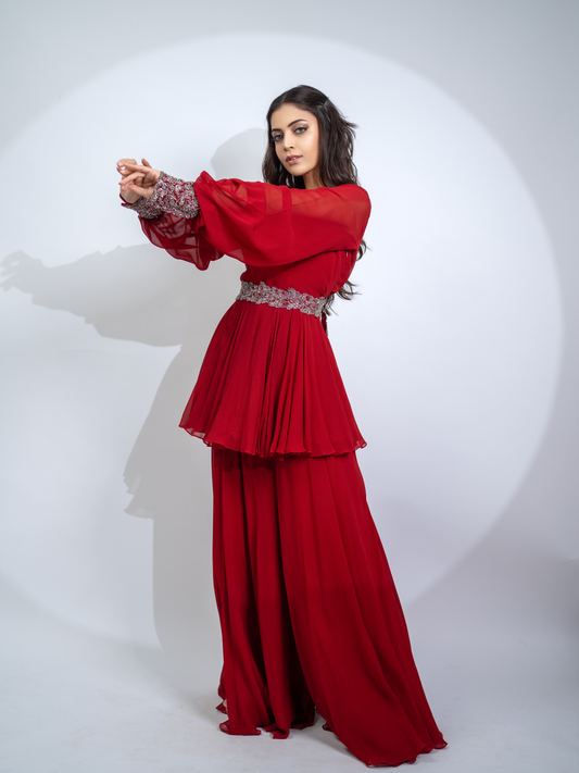 Crimson Peplum Set