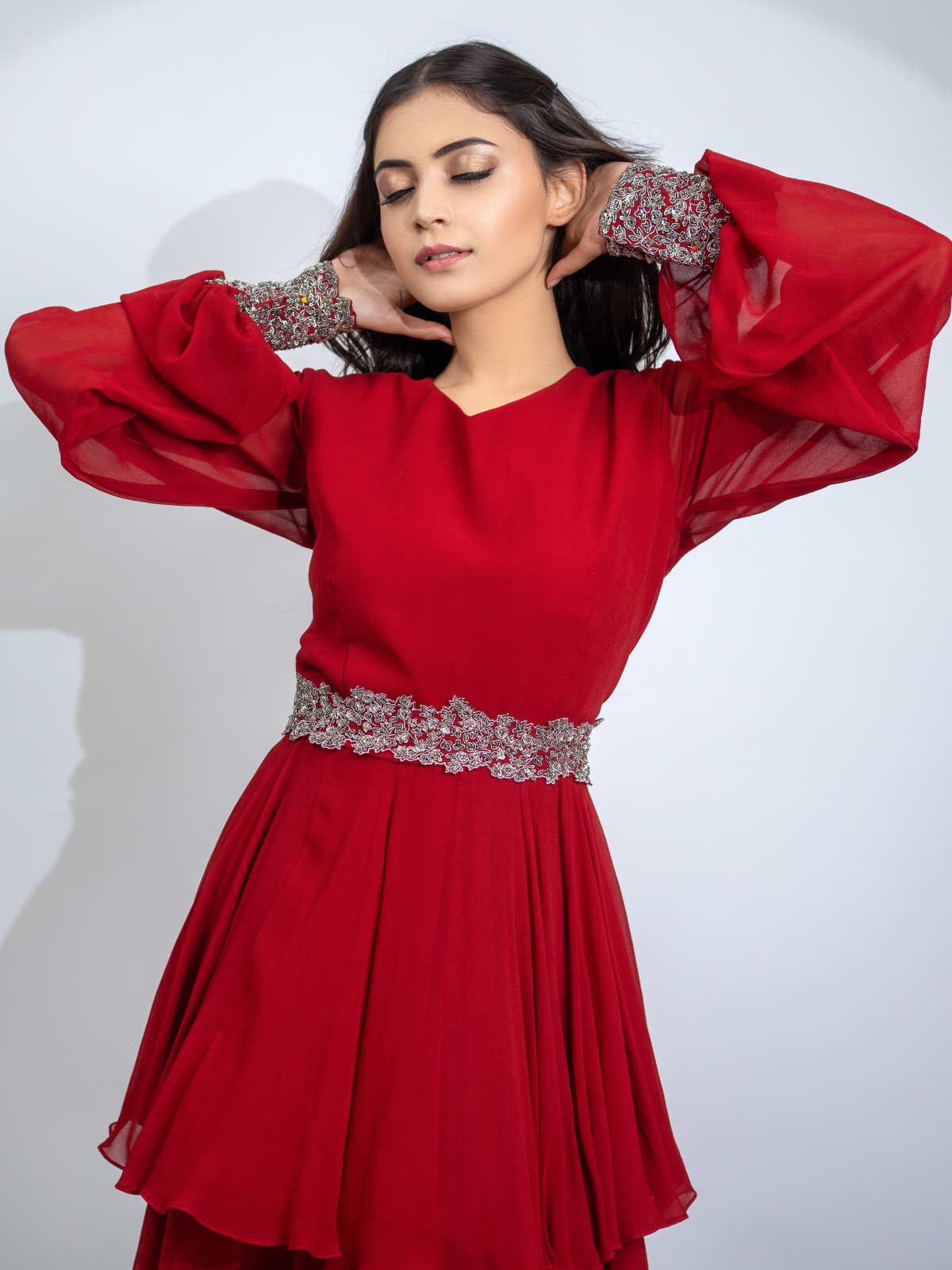 Crimson Peplum Set