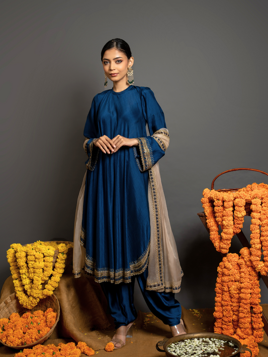 Royal Blue Dhoti Set