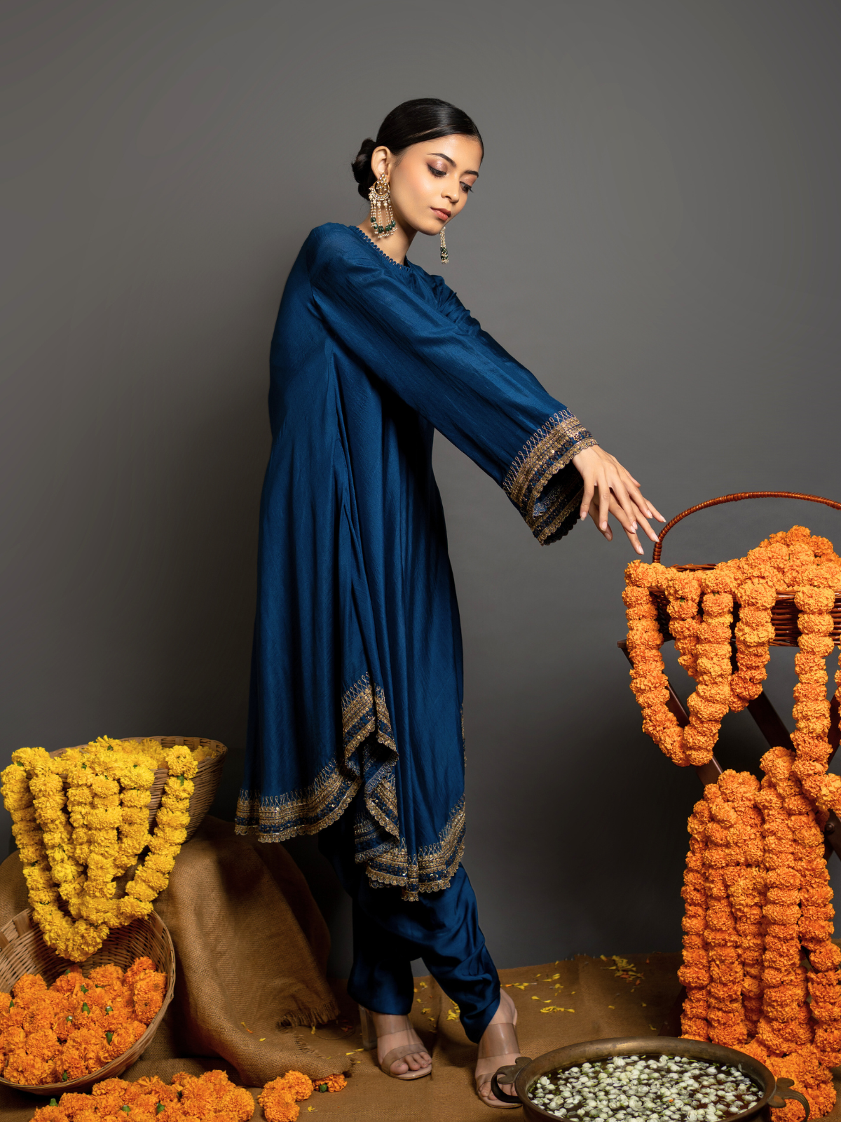 Royal Blue Dhoti Set