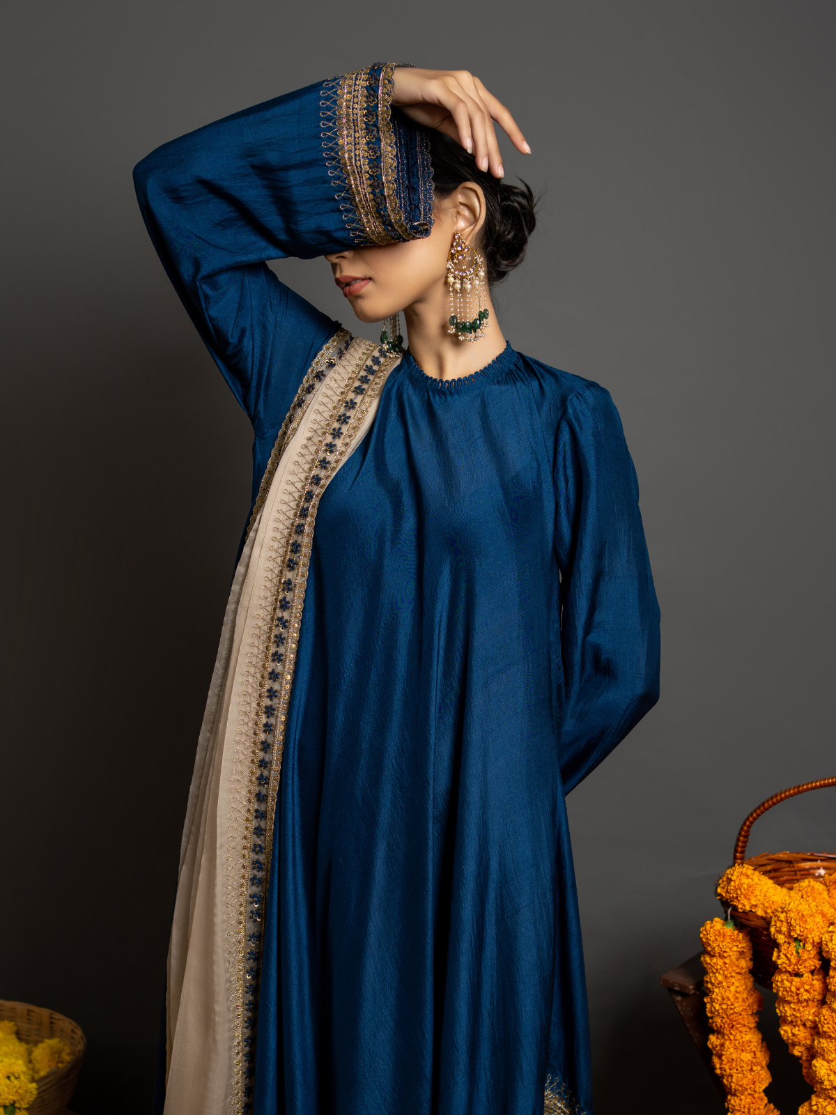 Royal Blue Dhoti Set