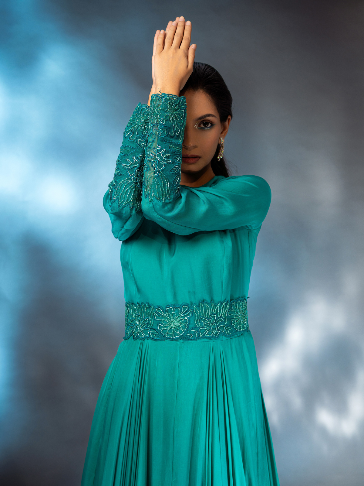 Aqua Drape Gown