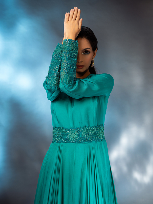 Aqua Drape Gown