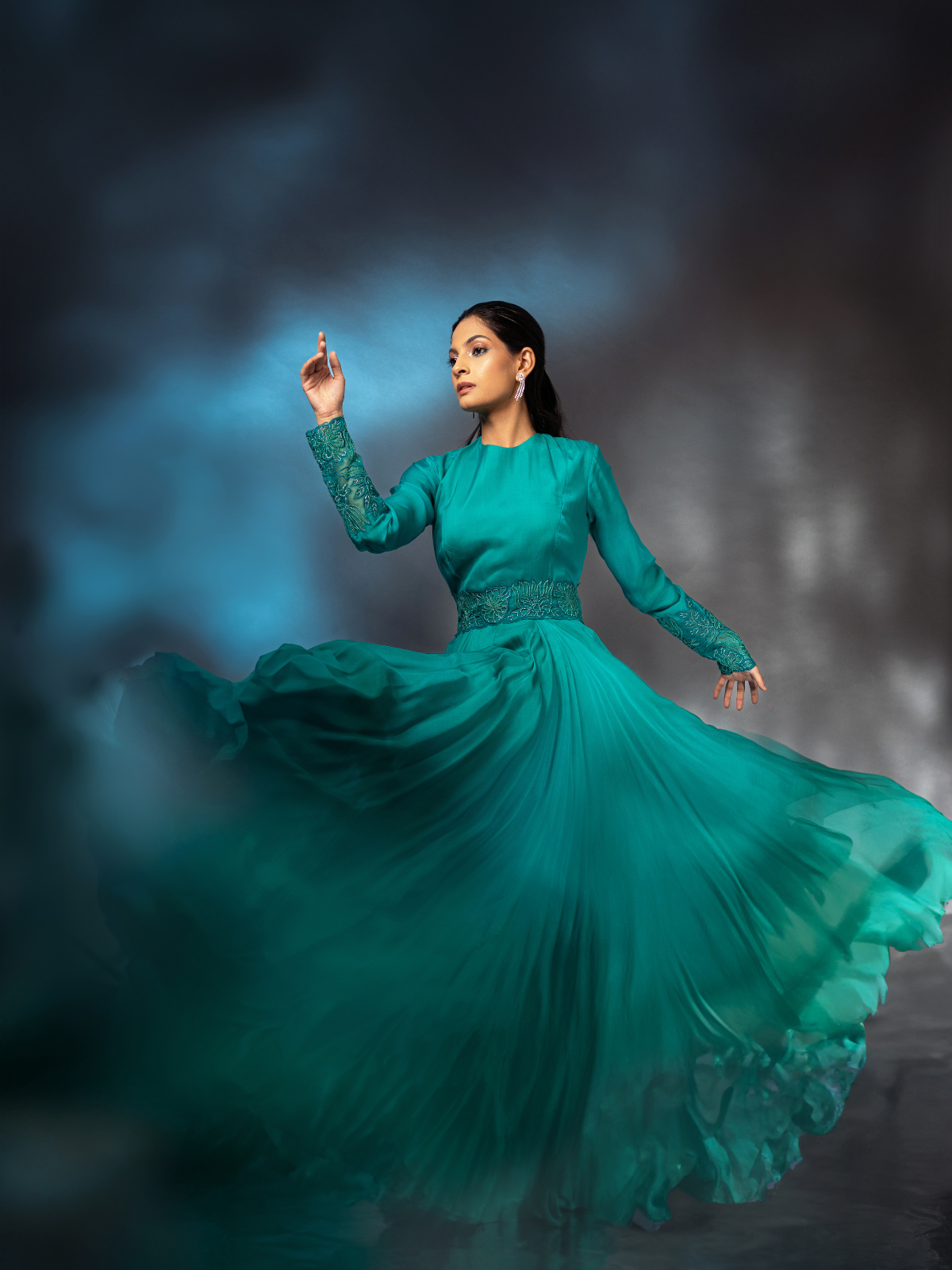 Aqua Drape Gown