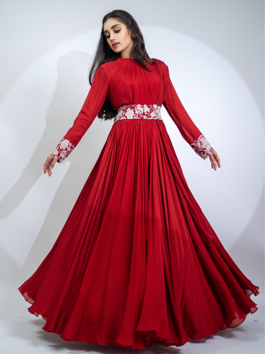 Crimson Drape Gown