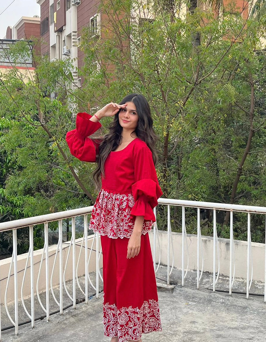 Red Peplum Co-ord
