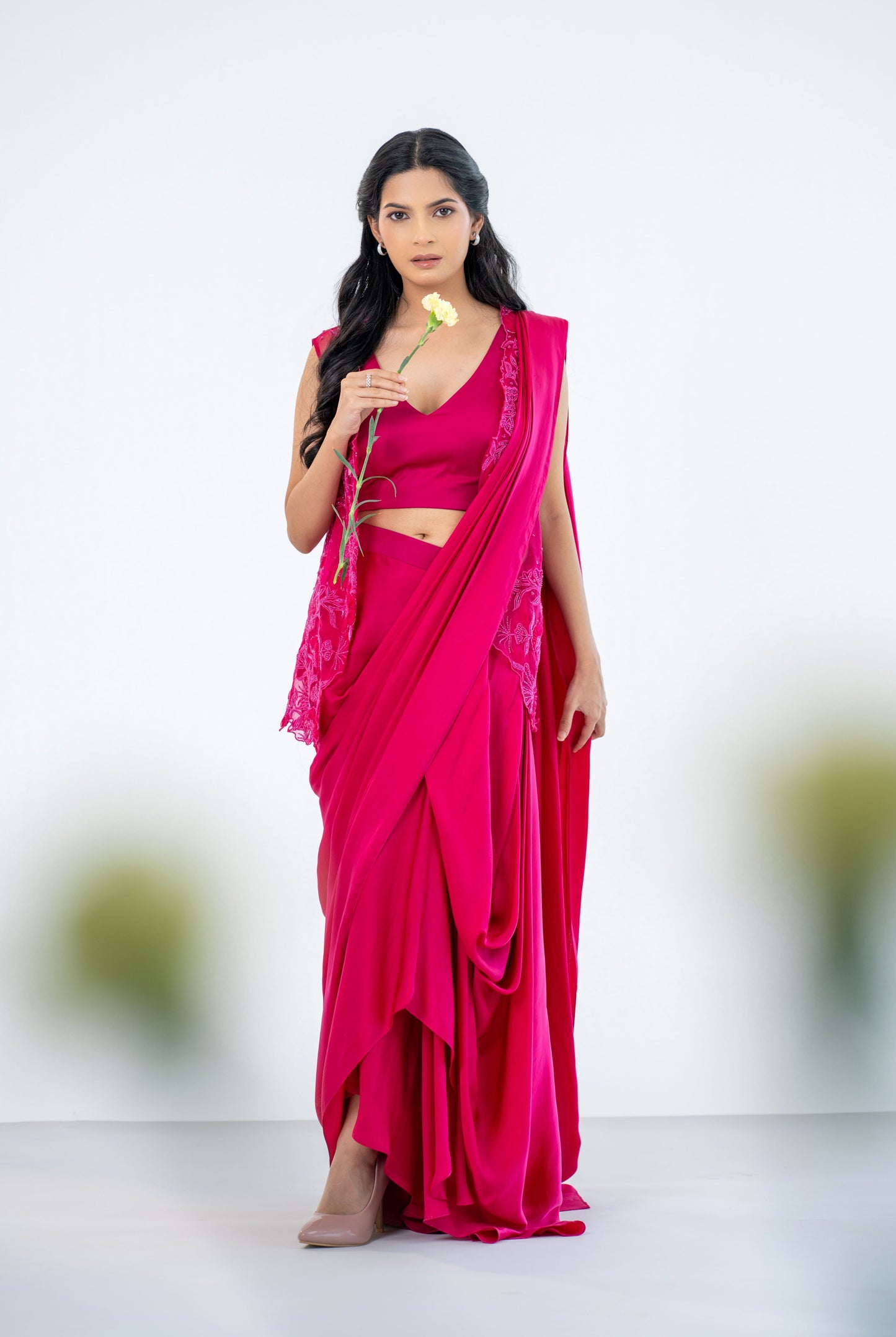 Foxtail Drape Saree Set