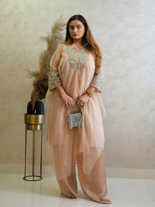 Sonali Malhotra in Nude Pink Kaftan Set