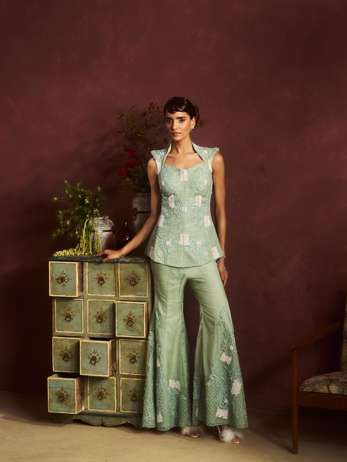 Sage Bloom Corset Set