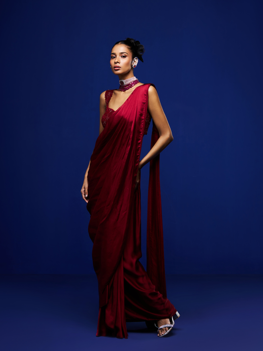 Garnet Drape Saree
