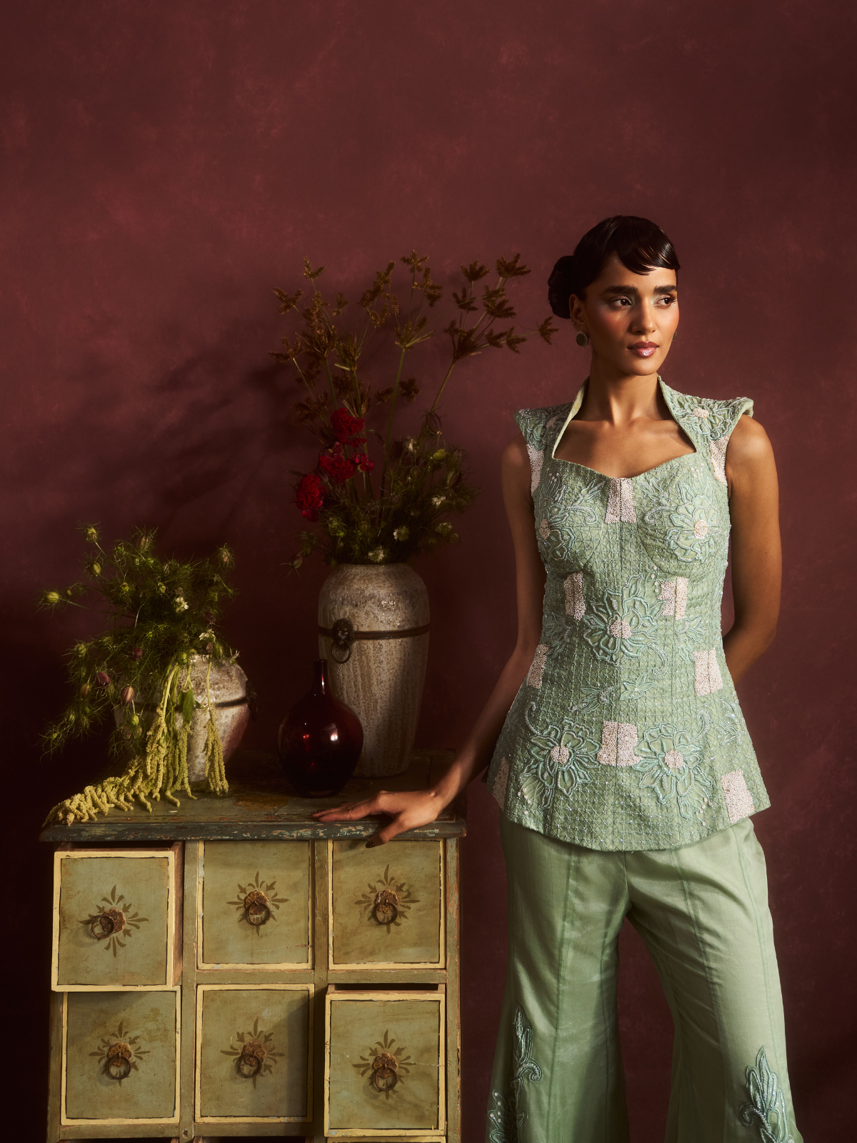 Sage Bloom Corset Set