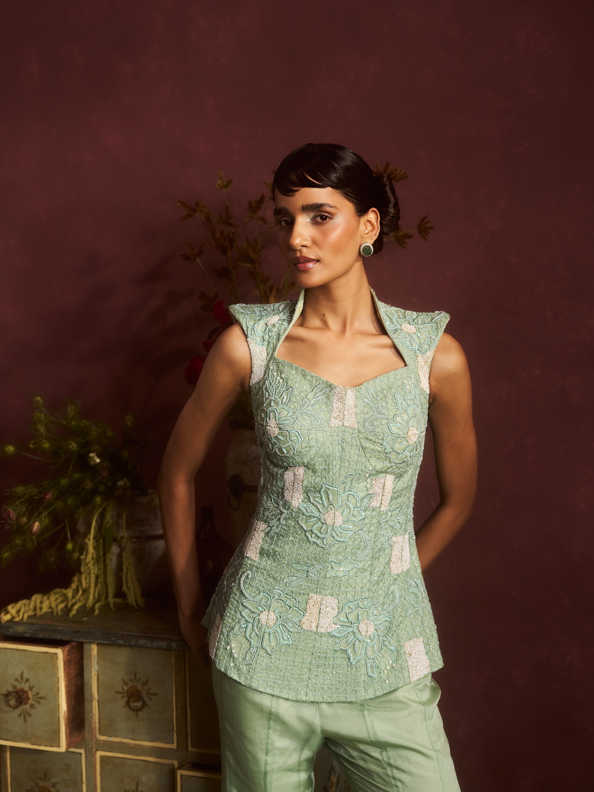 Sage Bloom Corset Set