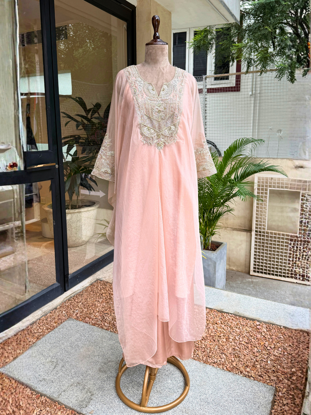 Sonali Malhotra in Nude Pink Kaftan Set