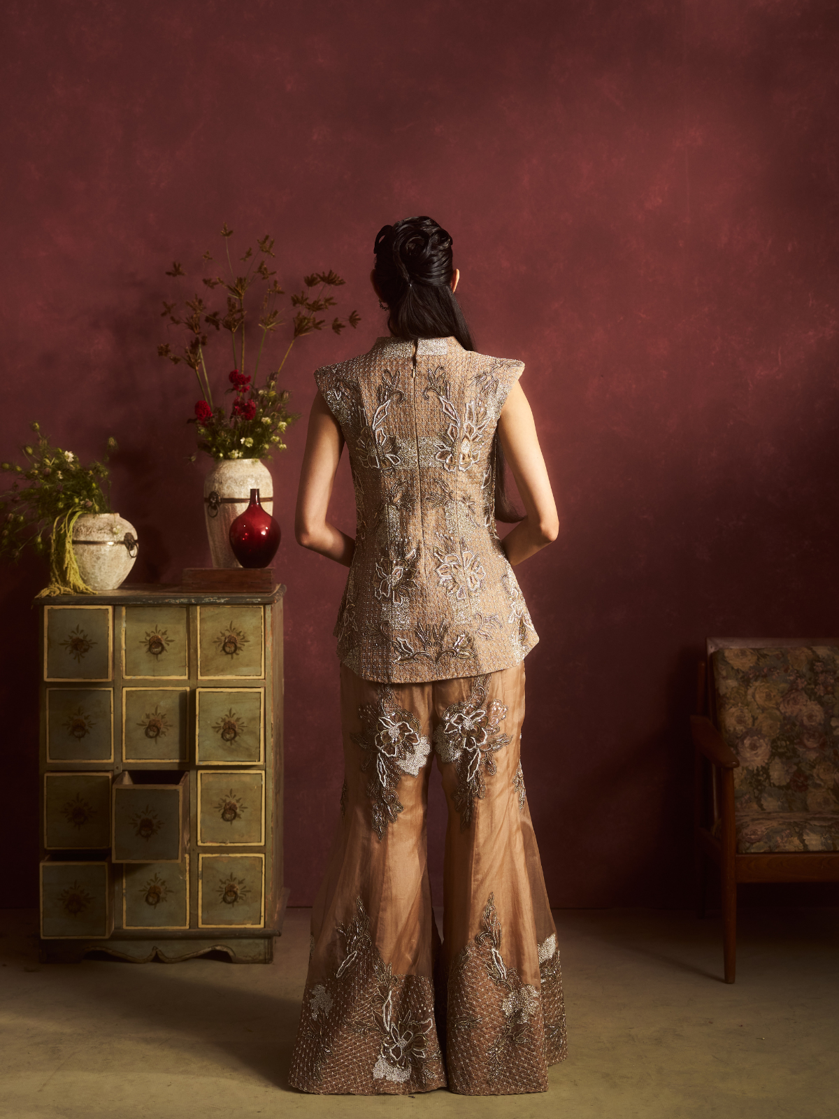 Mocha Bloom Corset Set