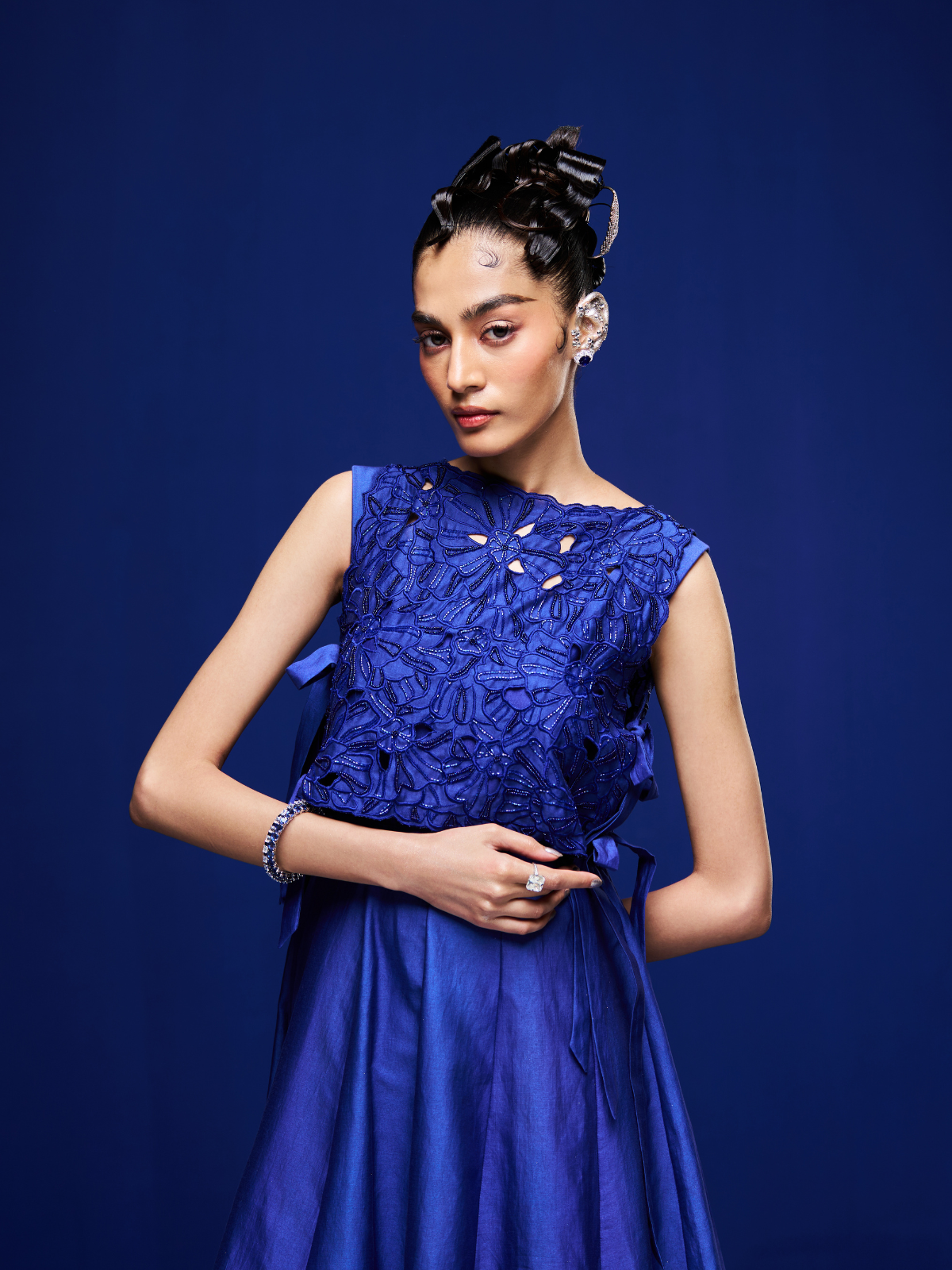 Sapphire Tie-Up Gown