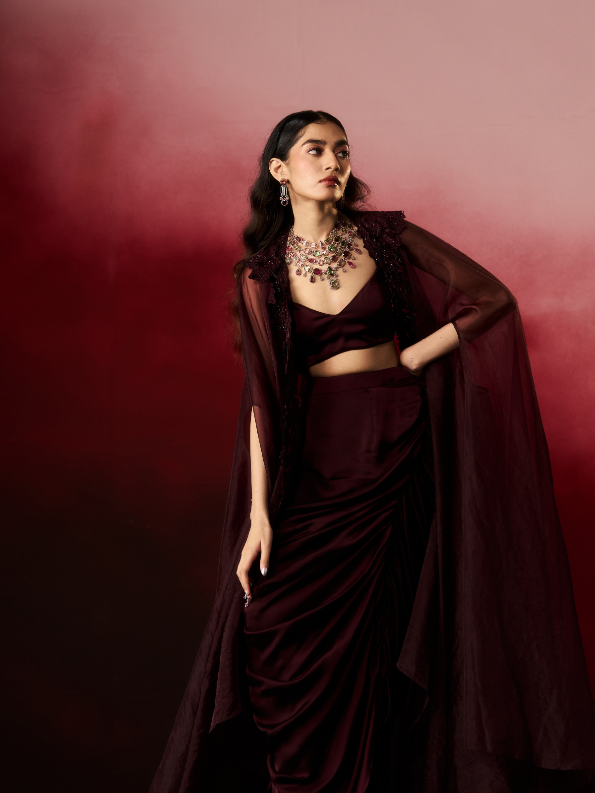 Velvet Veil Cape Set