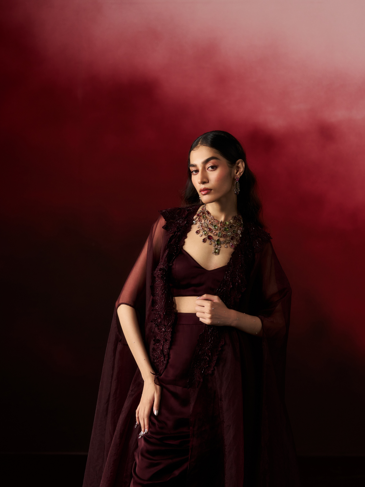 Velvet Veil Cape Set