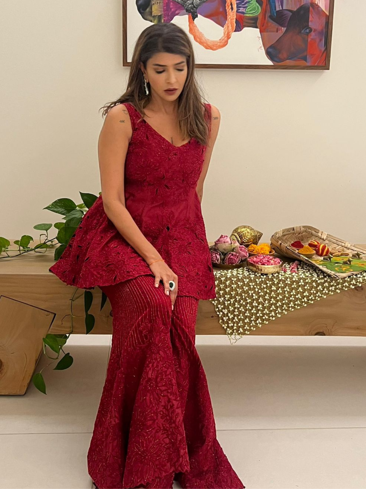 Lakshmi Manchu in Rouge Kali Top & Pants