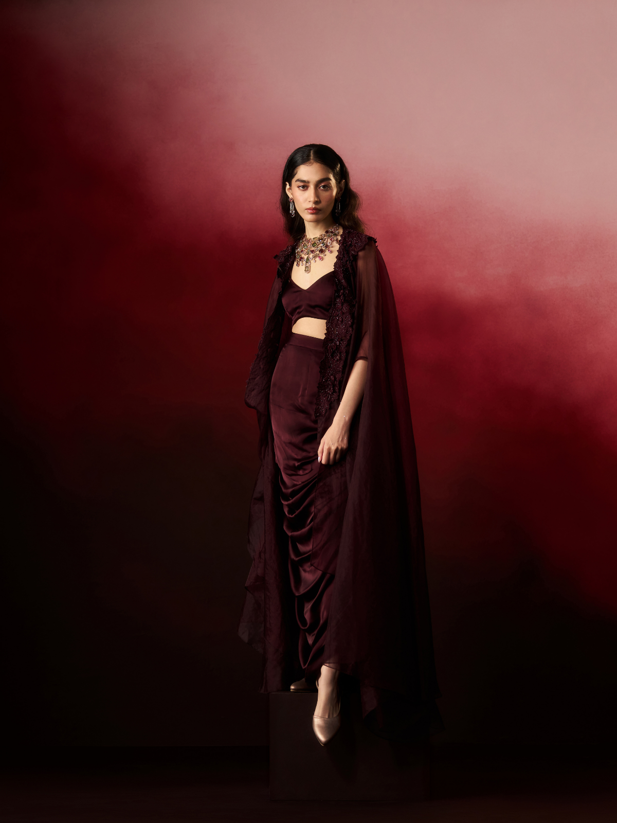 Velvet Veil Cape Set