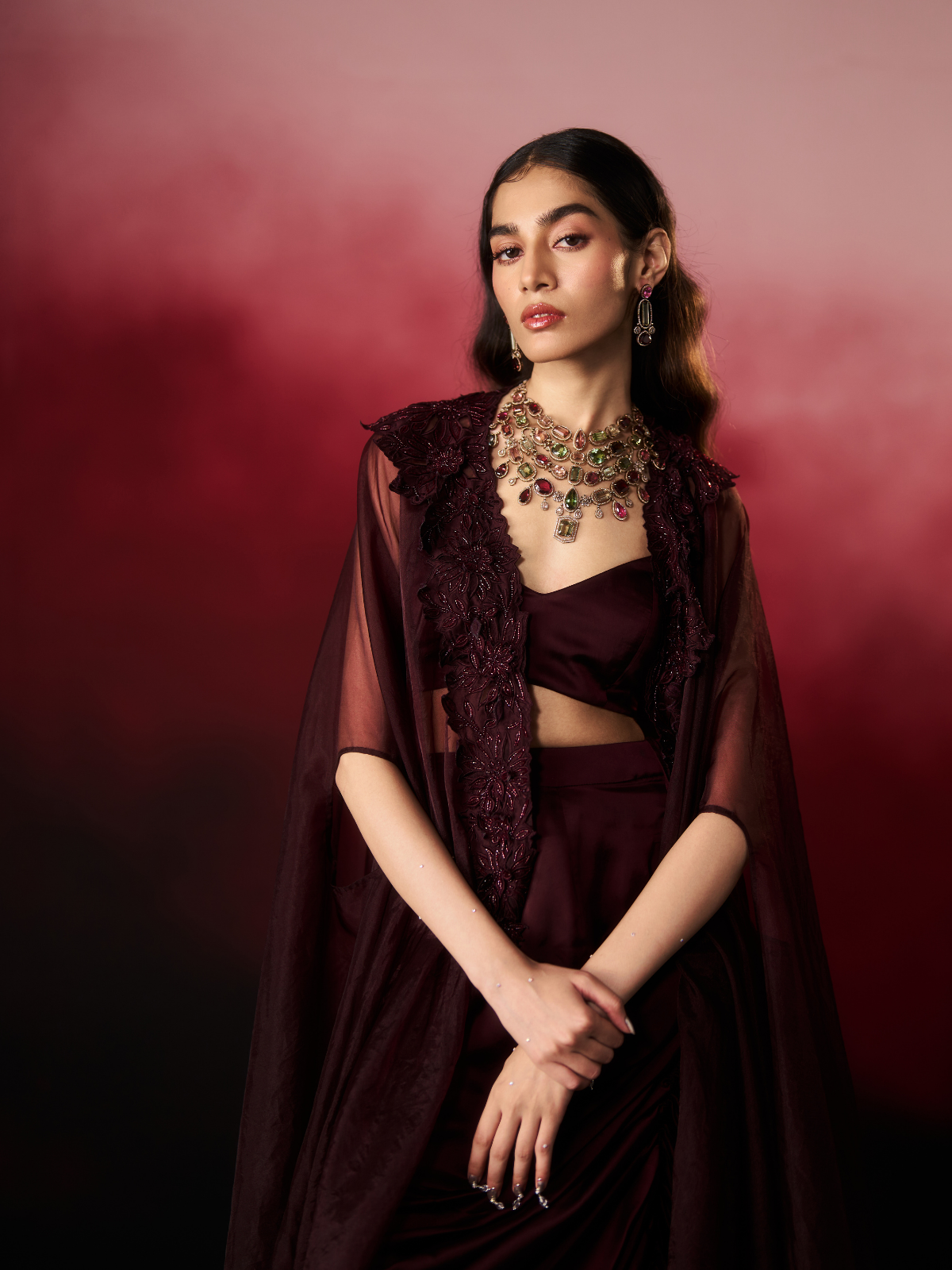 Velvet Veil Cape Set