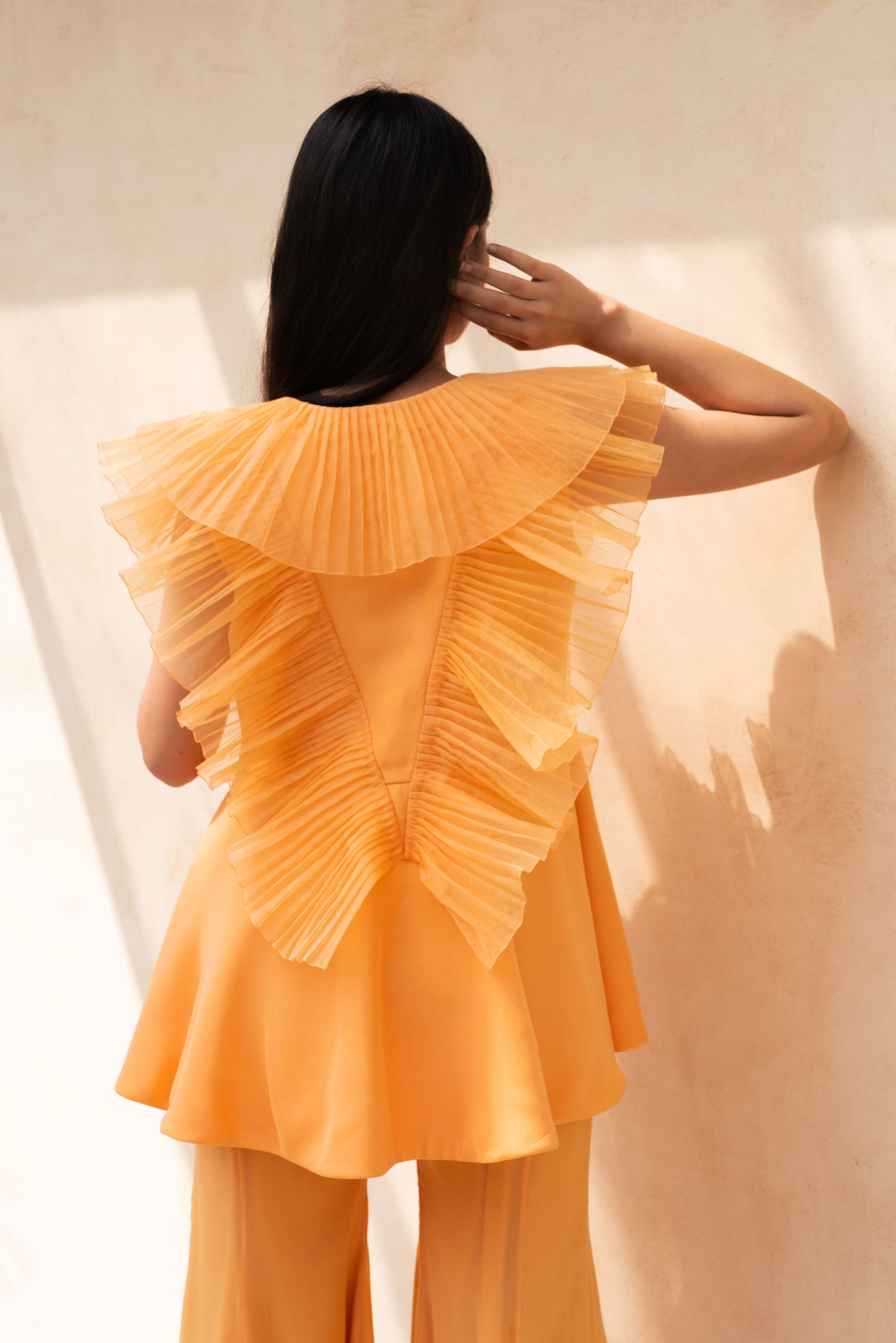 Chic-Marigold Pleated Set