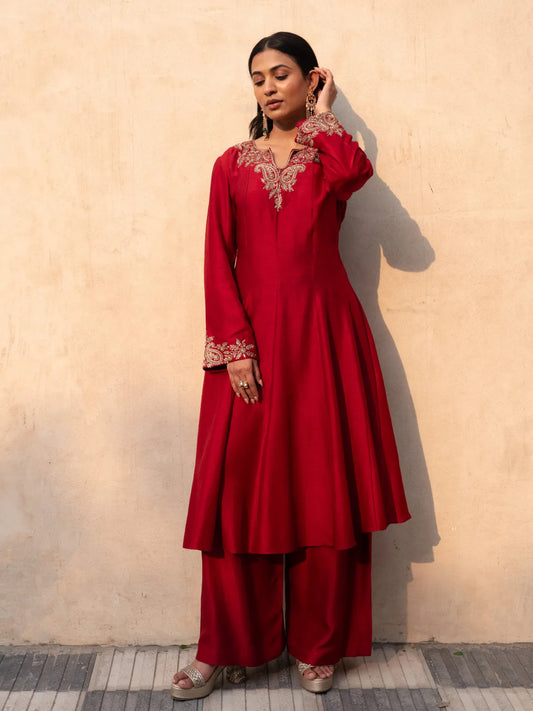 Ruby Anarkali Suit Set