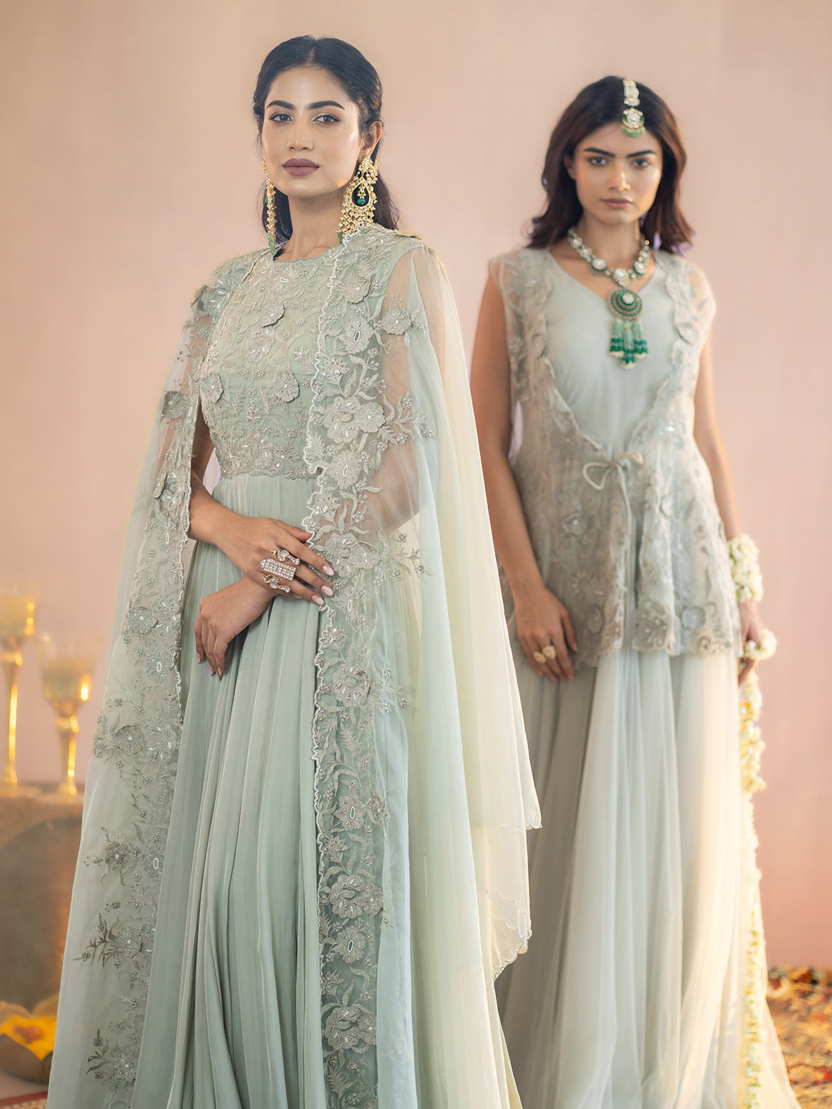 Meher- Gown with embellished cape