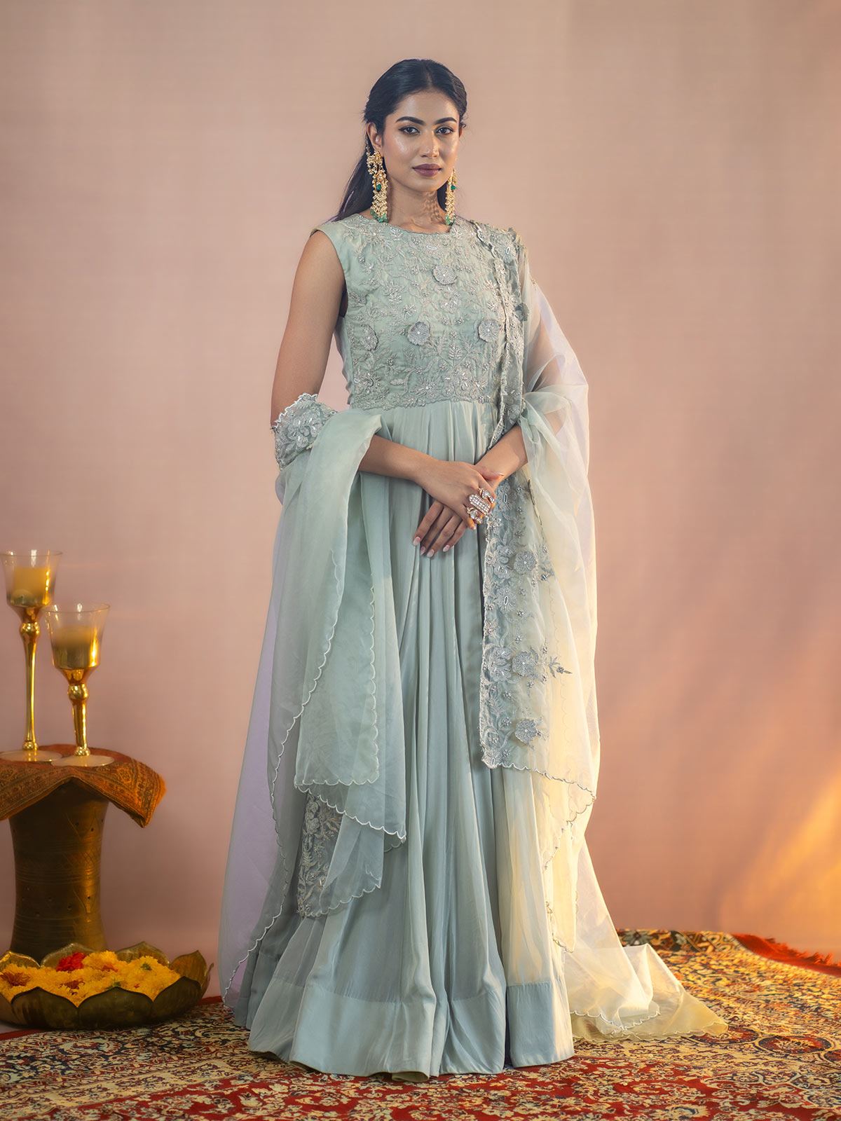 Meher- Gown with embellished cape