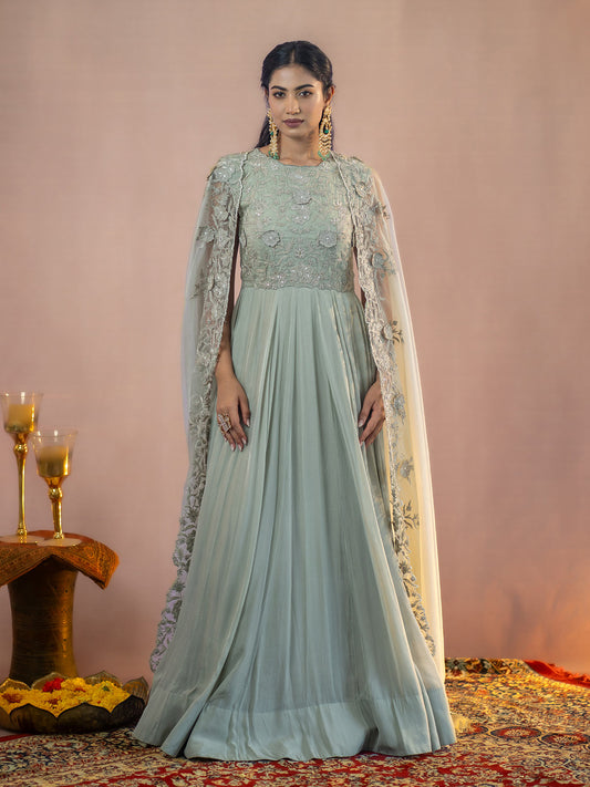 Meher- Gown with embellished cape