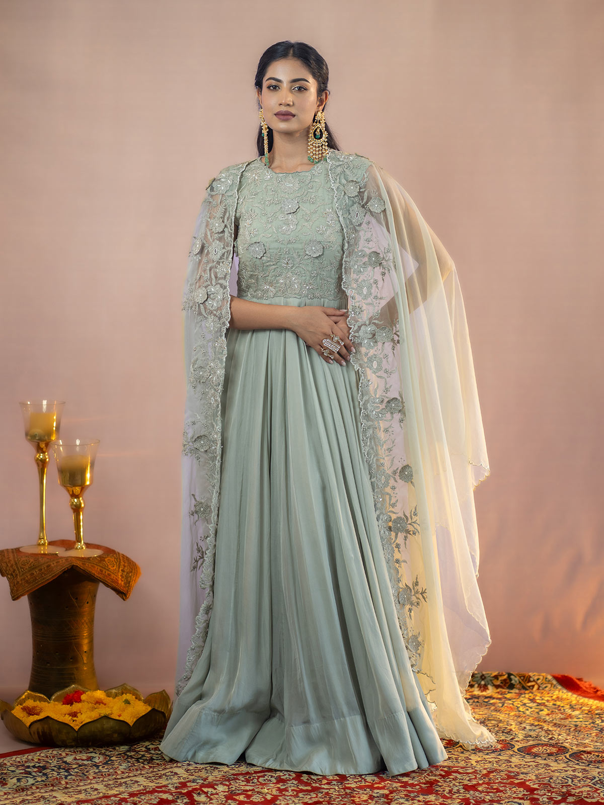 Meher- Gown with embellished cape