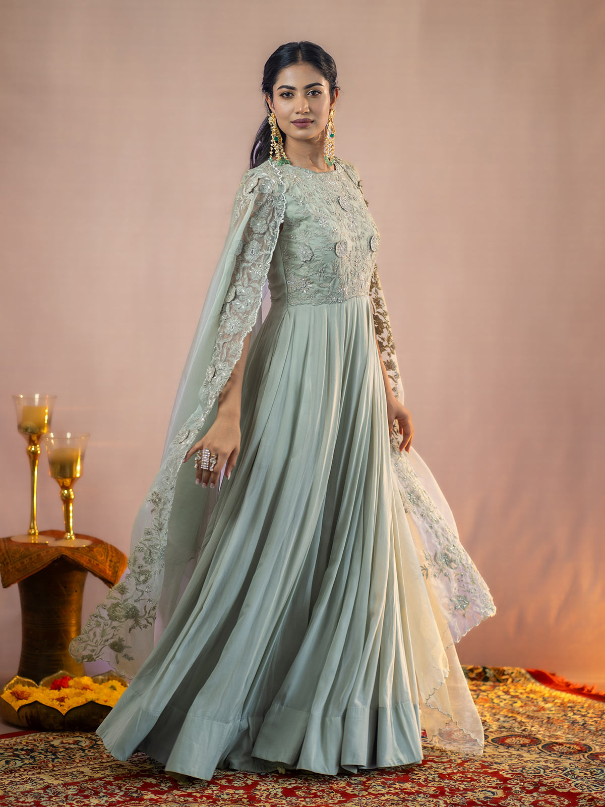 Meher- Gown with embellished cape