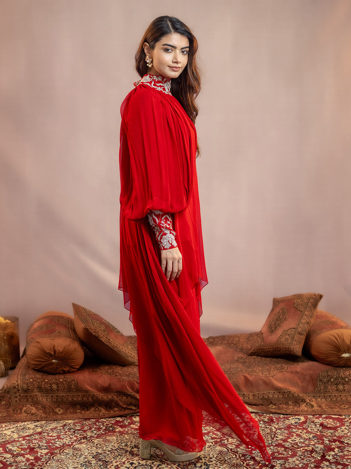 Akira- Draped Kaftan Laal