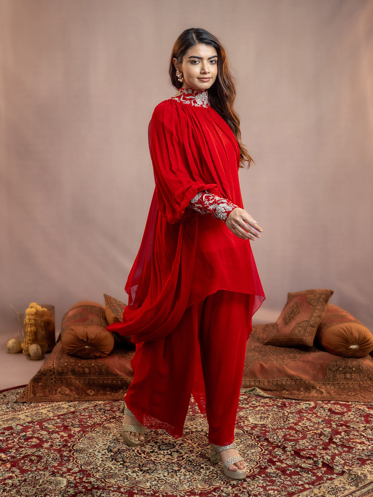 Akira- Draped Kaftan Laal