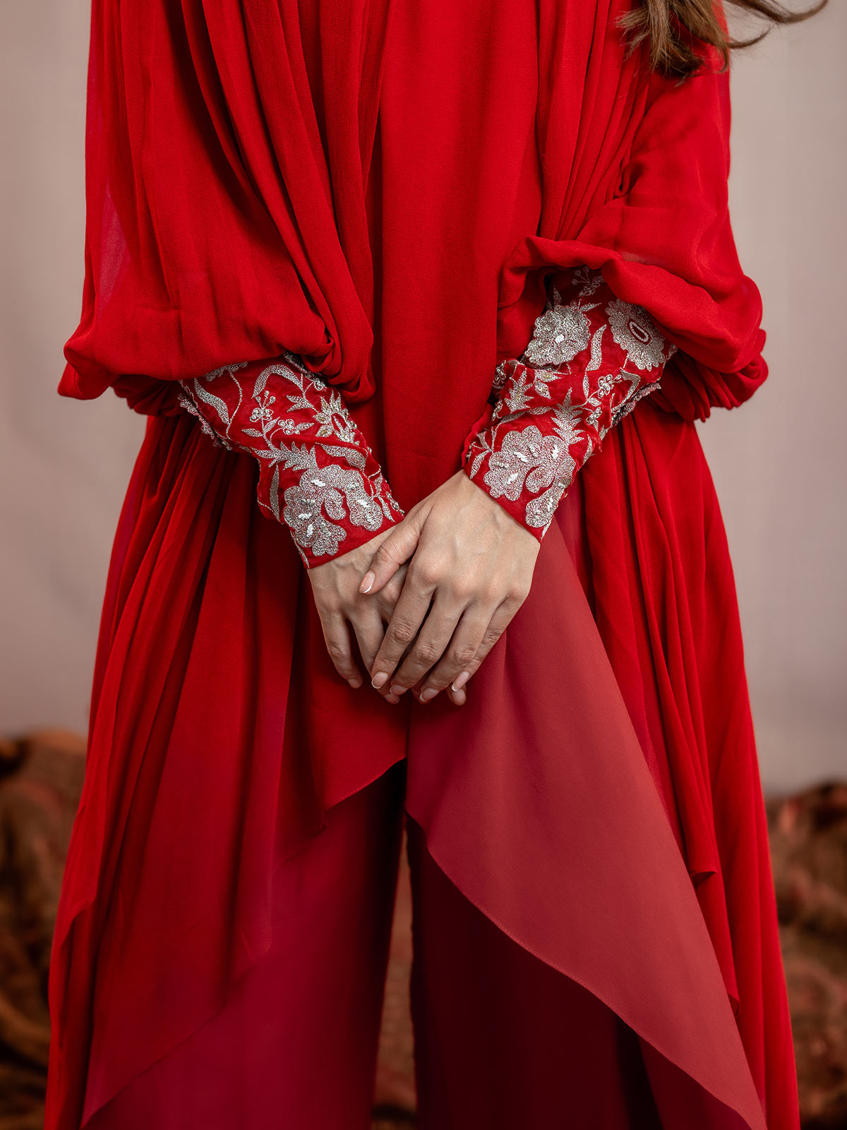 Akira- Draped Kaftan Laal