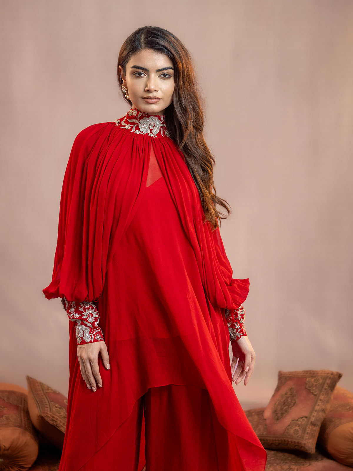 Akira- Draped Kaftan Laal