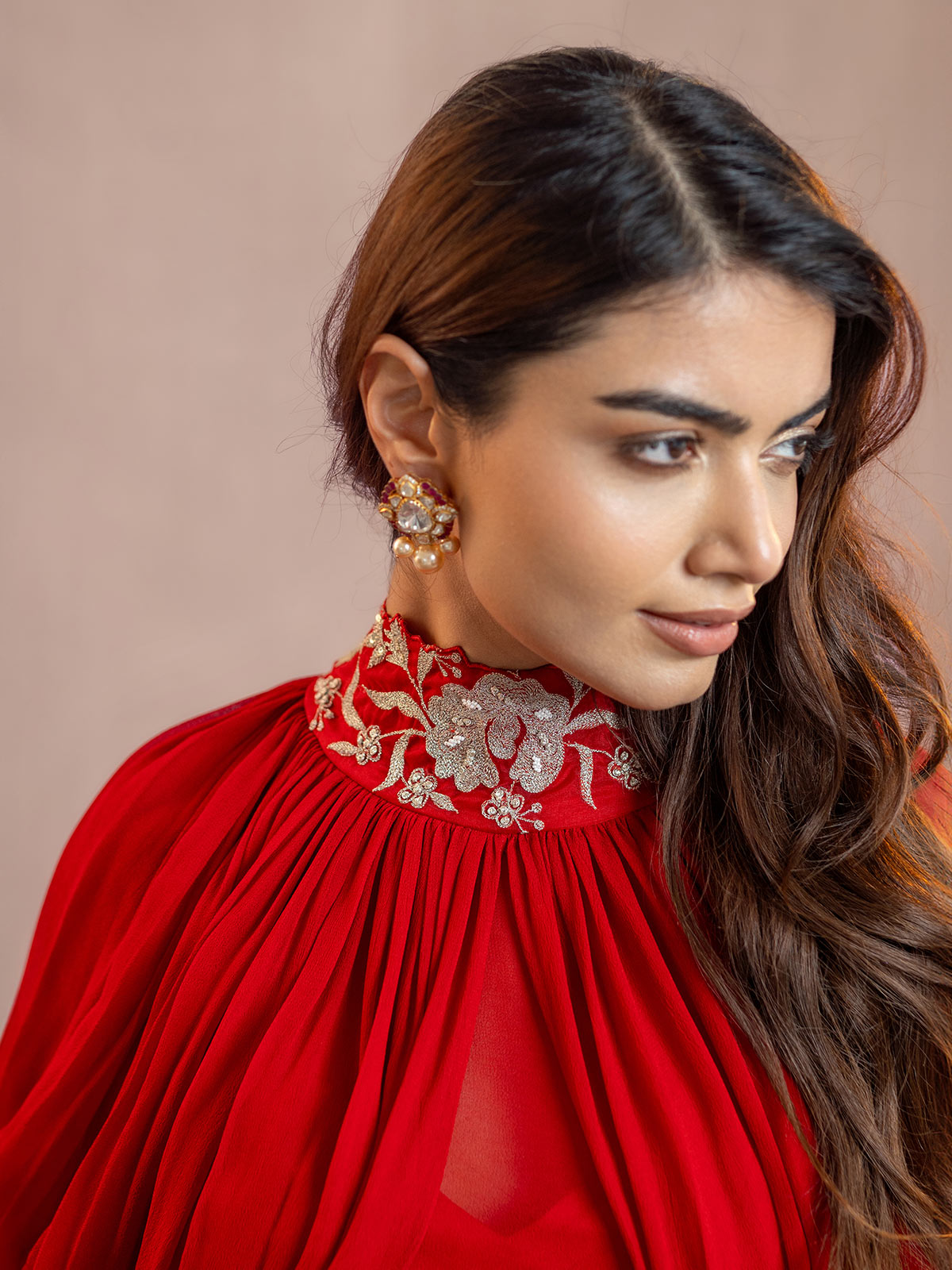 Akira- Draped Kaftan Laal