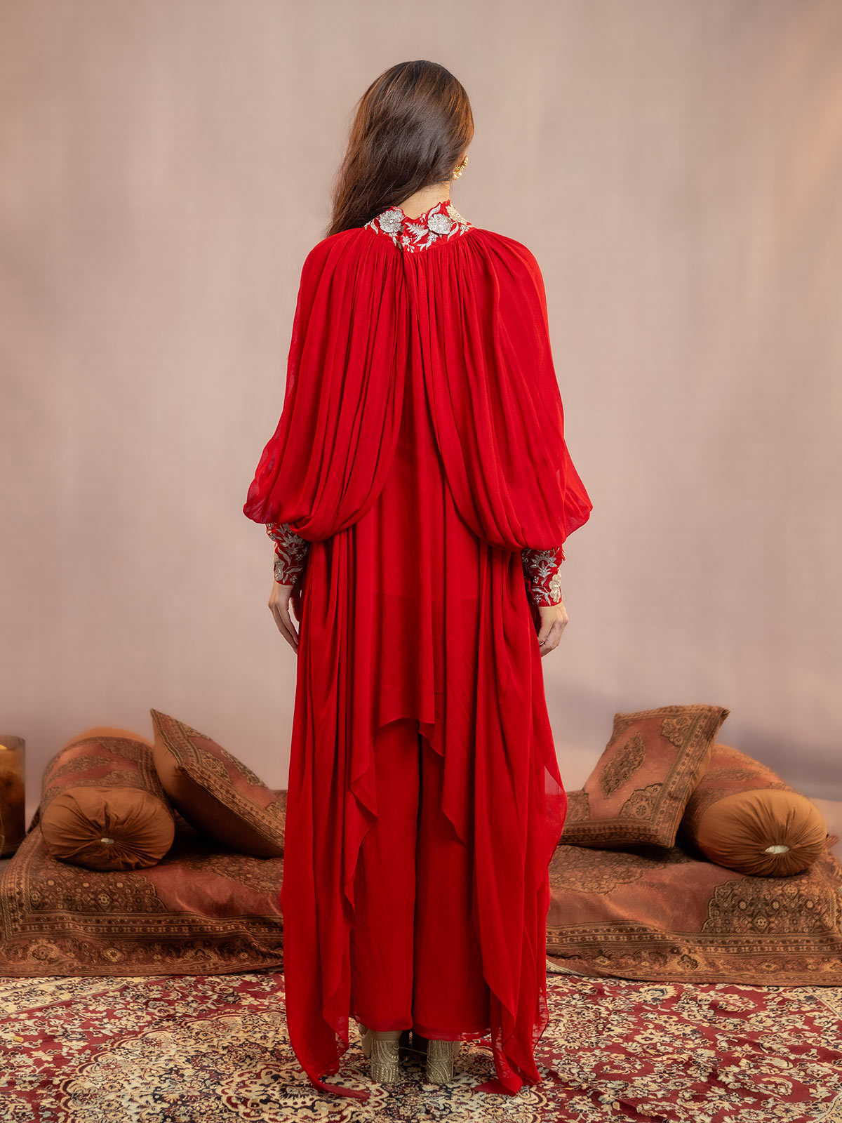 Akira- Draped Kaftan Laal