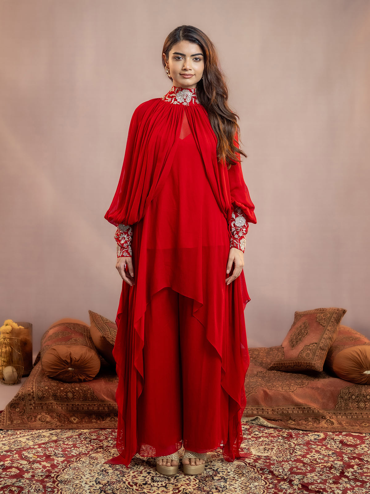 Akira- Draped Kaftan Laal