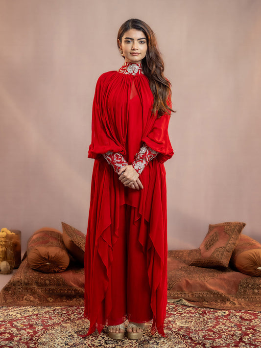 Akira- Draped Kaftan Laal