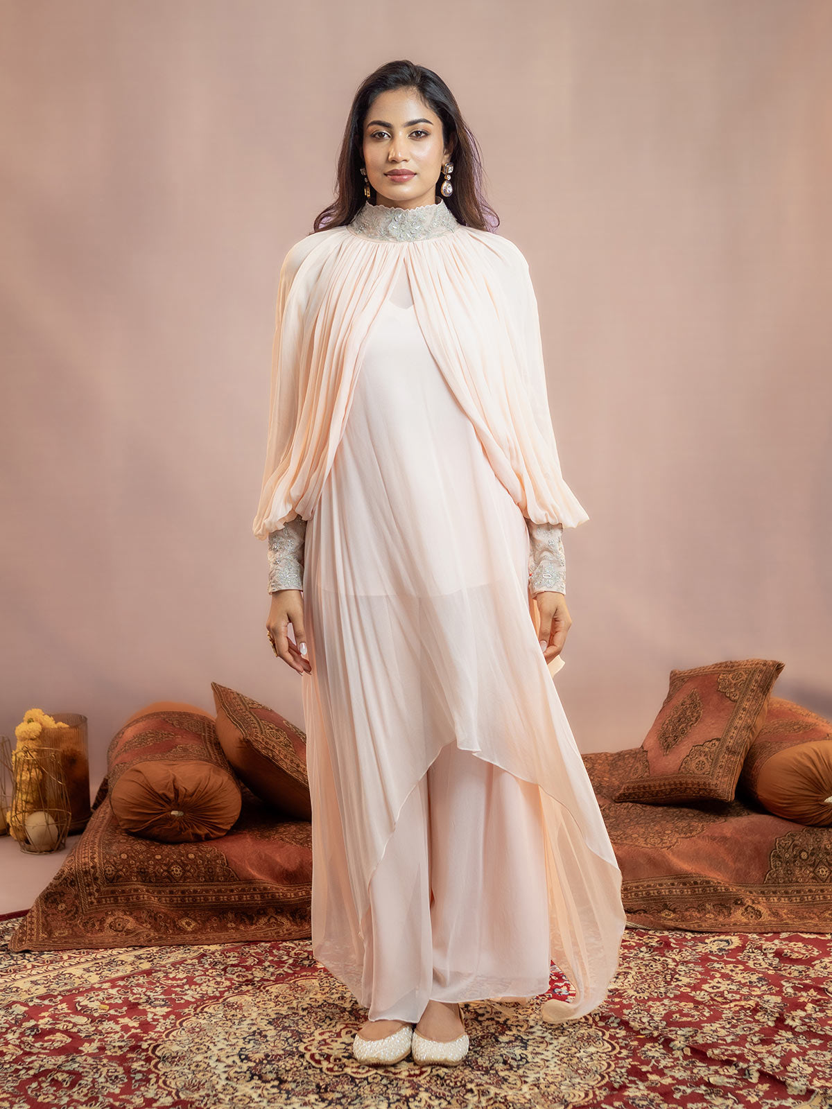 Akira- Draped Kaftan Gulaabi