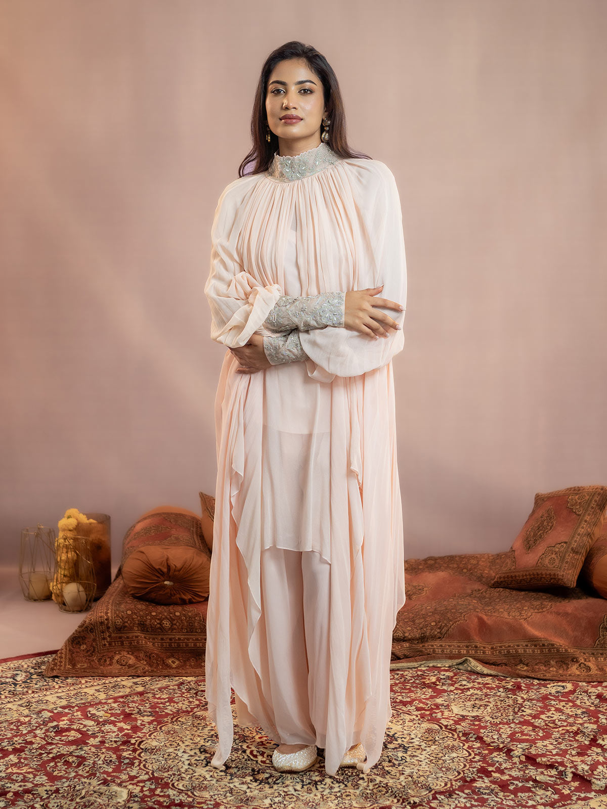 Akira- Draped Kaftan Gulaabi