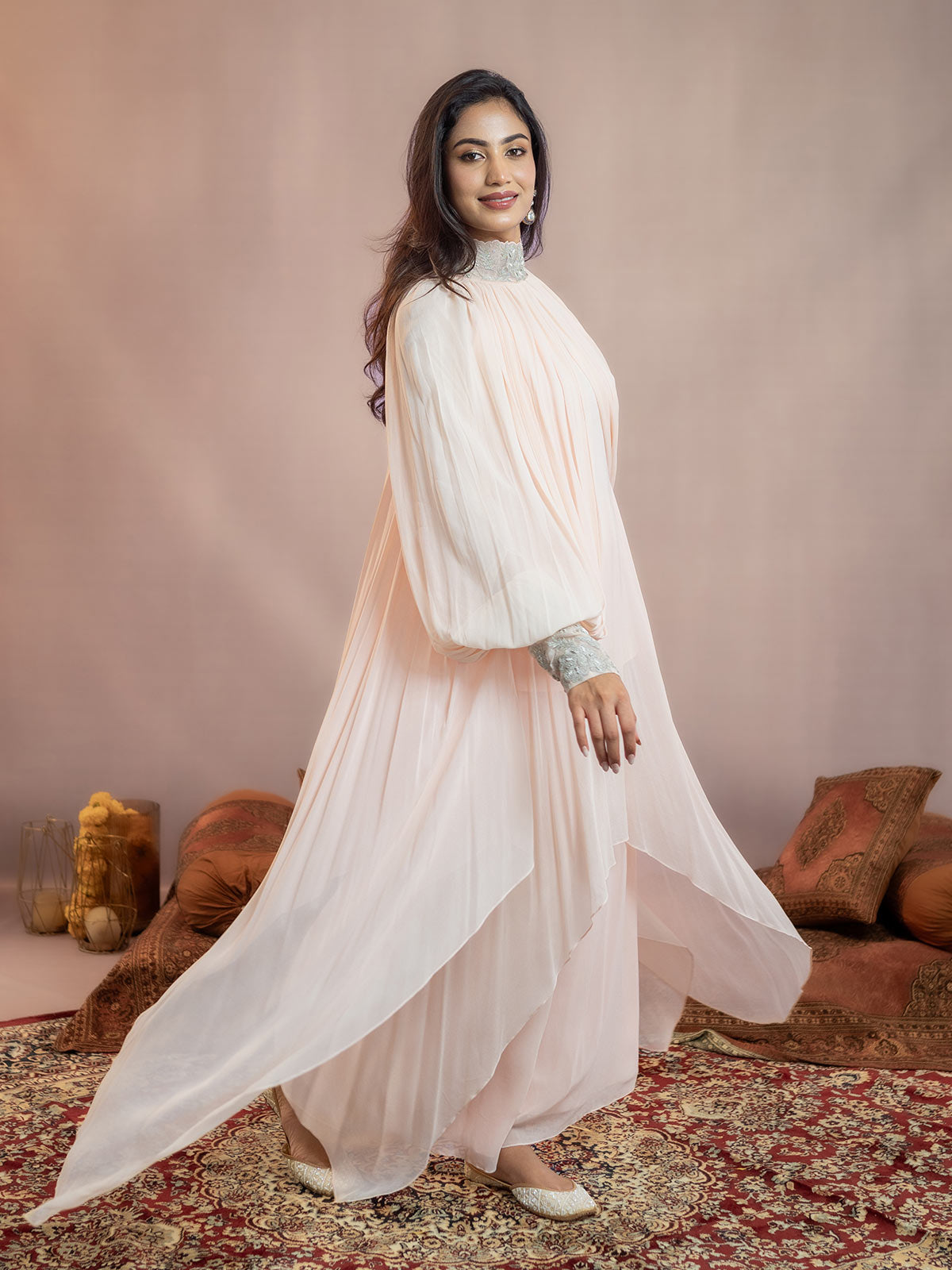 Akira- Draped Kaftan Gulaabi