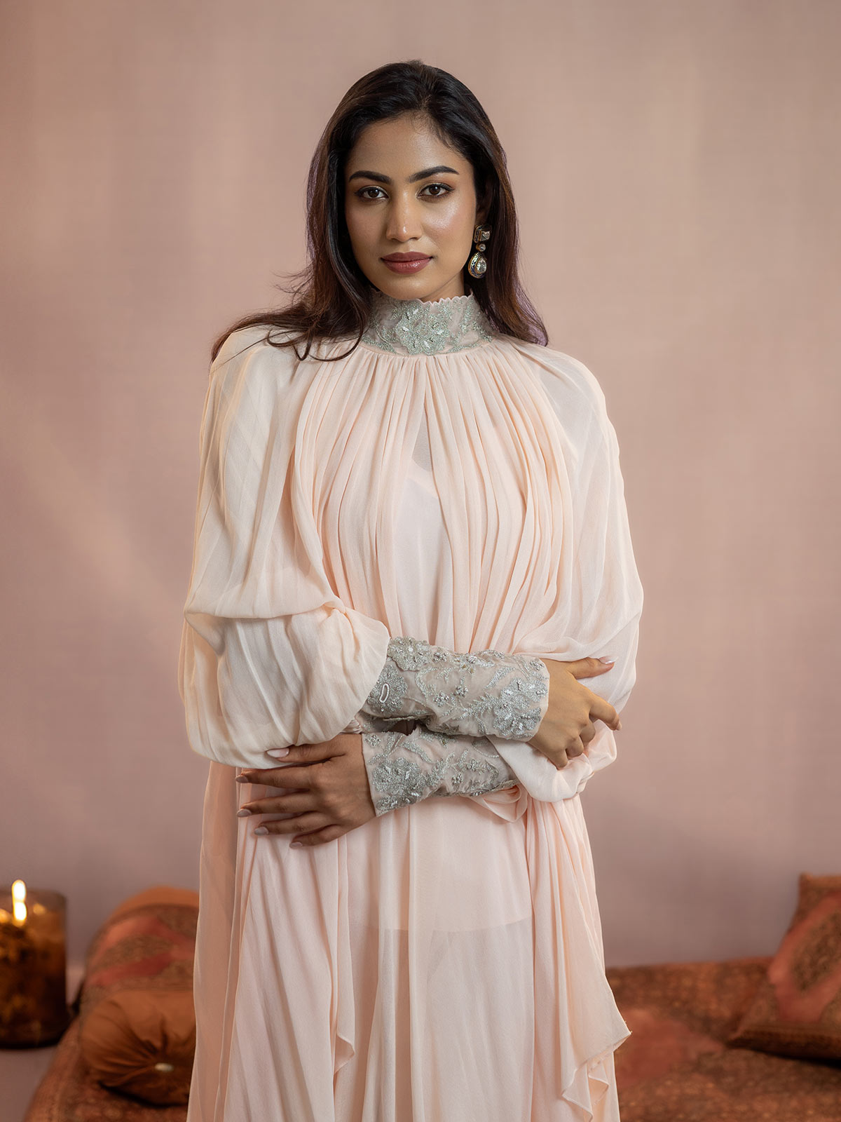 Akira- Draped Kaftan Gulaabi