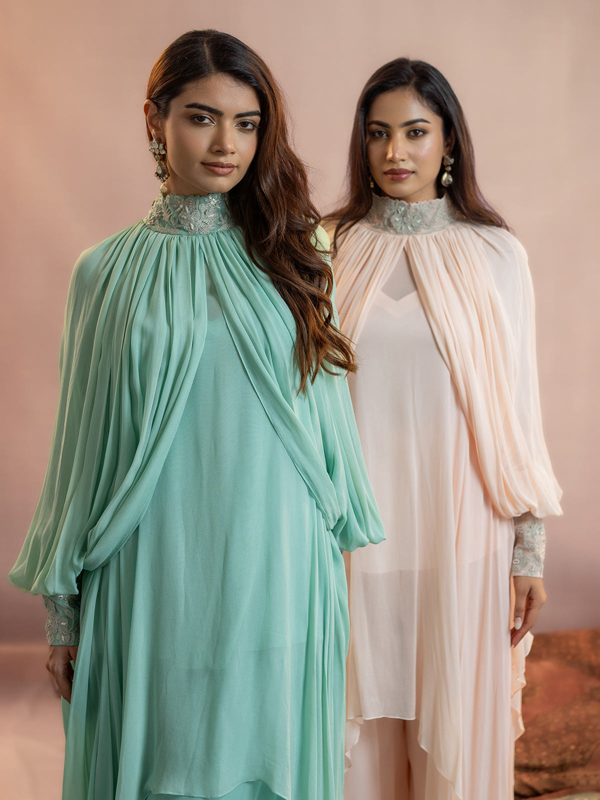 Akira- Draped Kaftan Gulaabi